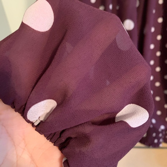 Melanie Lyne polkadot burgundy blouse - Picture 4 of 8